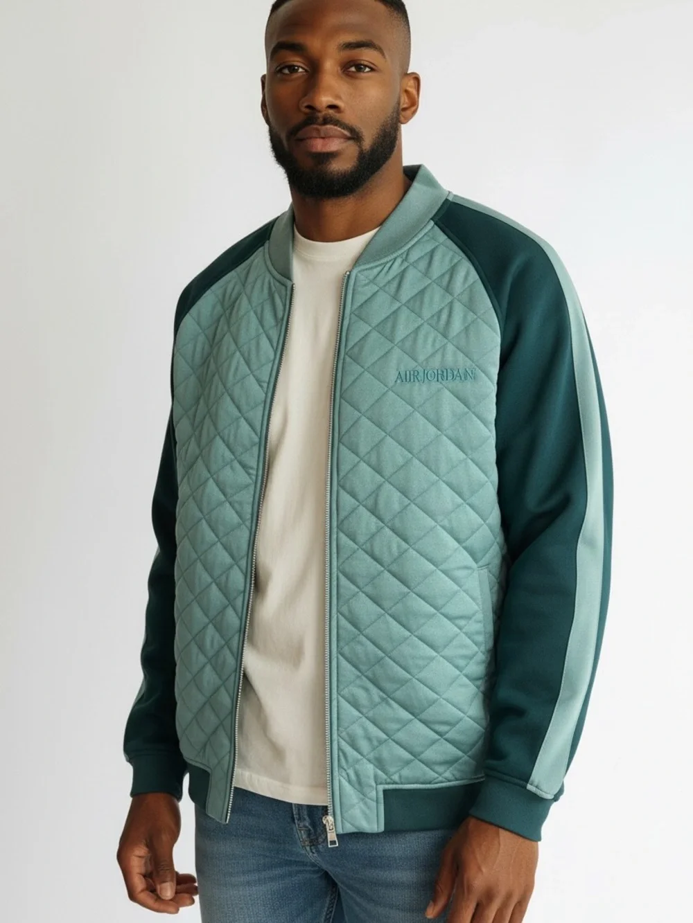 Jordan Remastered Quilted Zip Up Jacket extremely rare color Teal